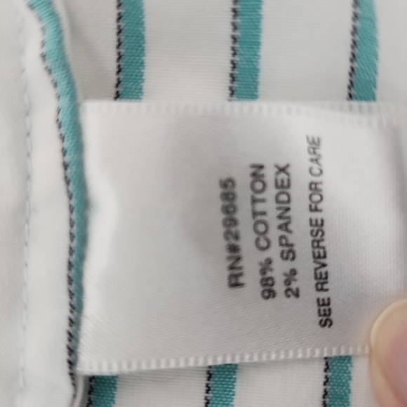 Pendleton White Green Striped Half Sleeve Button Down Size 14 - Picture 11 of 13